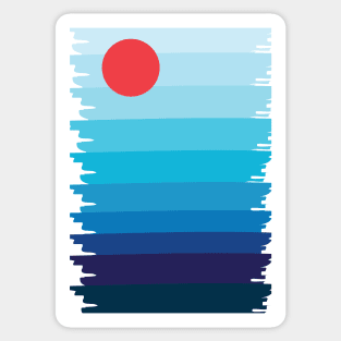 Abstract Blue Sea Shore Summer Beach Aesthetic Graphic Illustration Sticker